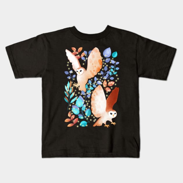 Brilliant Barn Owls Kids T-Shirt by PerrinLeFeuvre